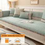 Bohemian Chenille Sofa Cover Non-Slip – Sofa Seat Cushion, Backrest, Armrest & Pillowcase Sold Separately, Dog Friendly Two-Tone for Bedroom Office Living Room, 4 Colors