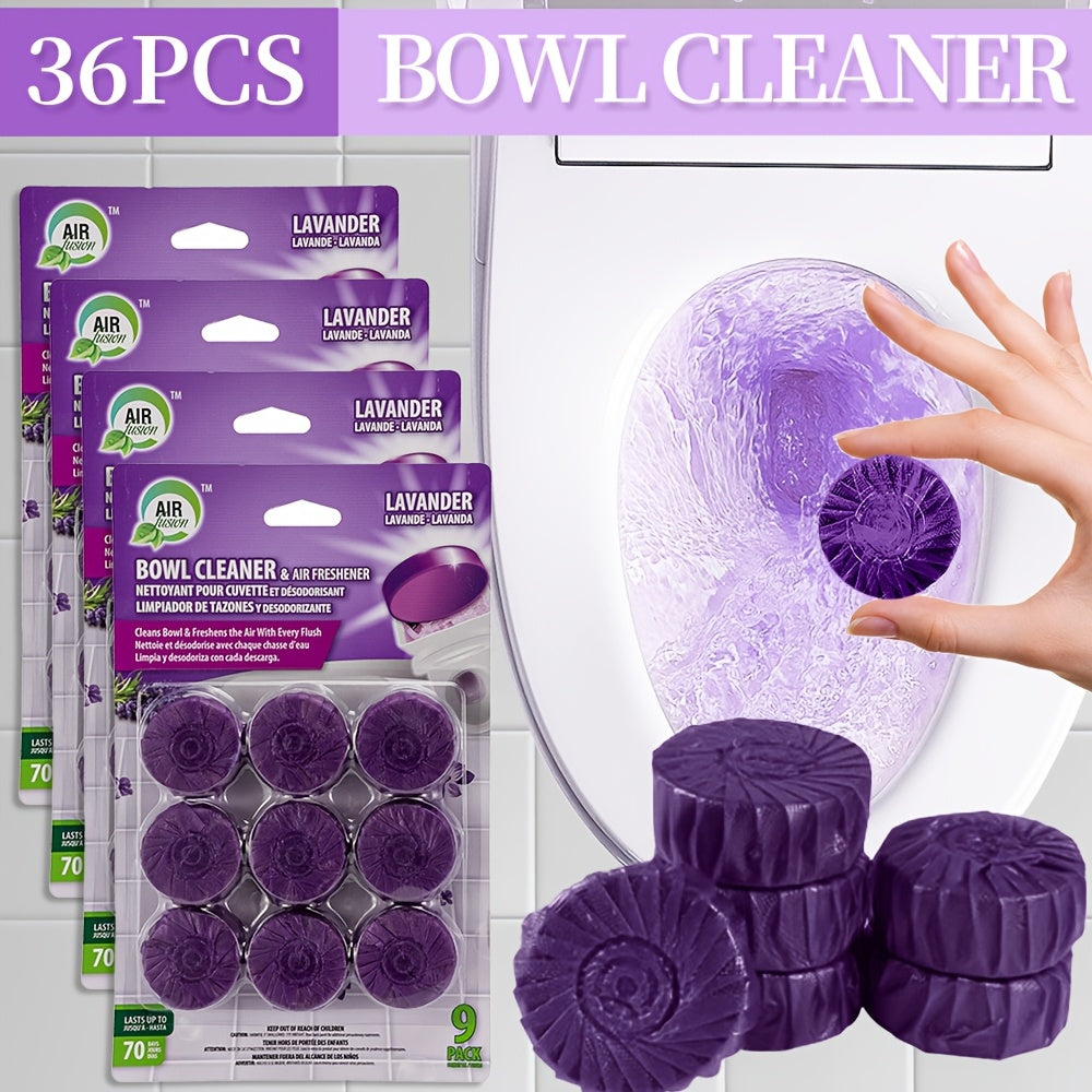 Toilet Bowl Cleaner Tablets 9/36 Pack – Automatic Flush Freshener, Long-Lasting Deodorizer, Stain Remover for Home & RV Toilets