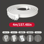 Flexible Bendable Curtain Track Rail System with Metal Hooks – Adjustable Window & Shower Curtain Rod for Bedroom & Bathroom | White | 4 Sizes