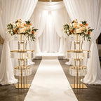 5-Tier Crystal Flower Stand with Hanging Crystals – Round Chandelier Base Wedding Aisle Centerpiece Floral Display for T-Stage Ceremony Party Event Decor