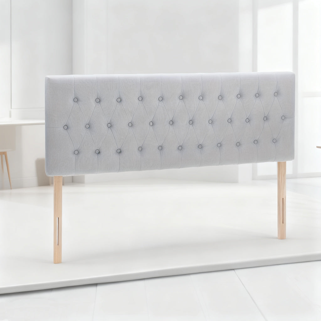 Tufted Upholstered Headboard – Premium Linen Fabric, Adjustable Height 37–51”, Solid Wood Frame | Twin & Queen | Gray & Beige