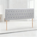 Tufted Upholstered Headboard – Premium Linen Fabric, Adjustable Height 37–51”, Solid Wood Frame | Twin & Queen | Gray & Beige