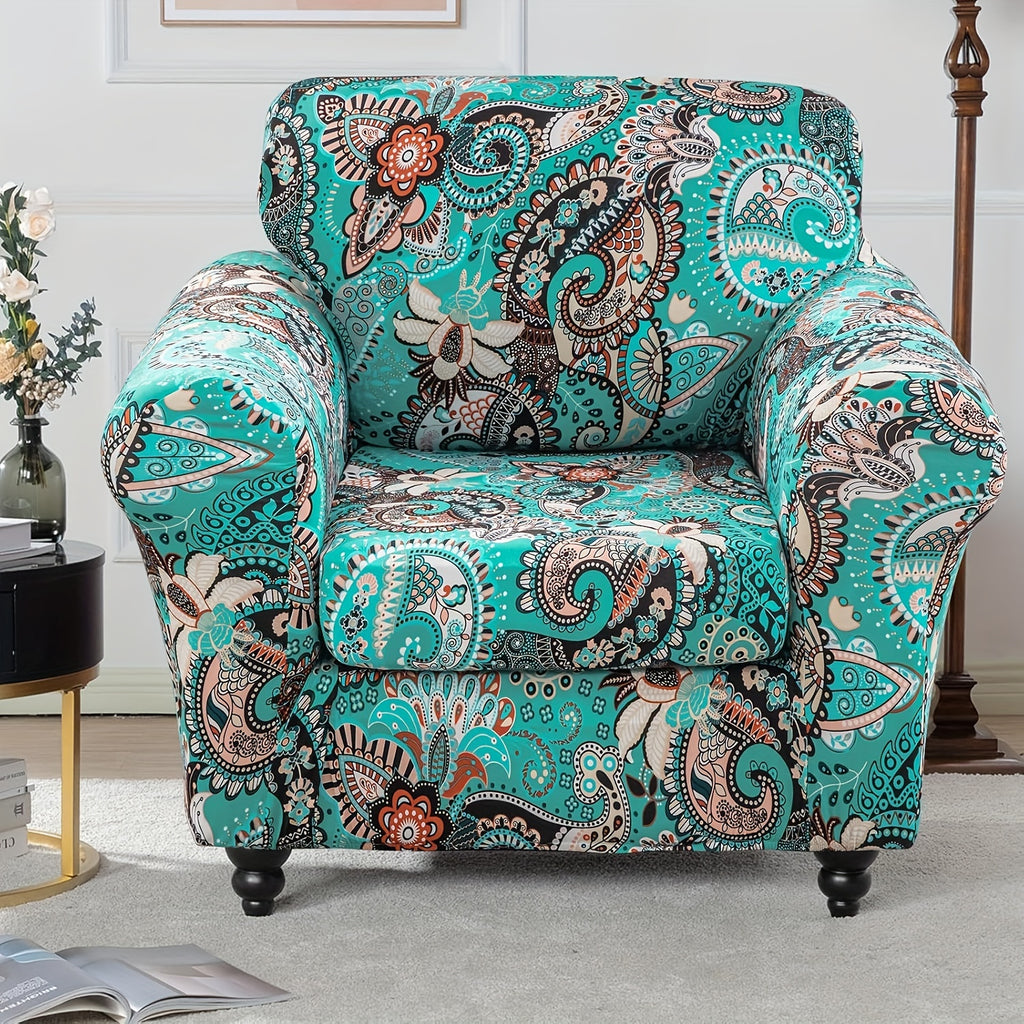 Boho Floral Sofa Slipcover Set with Separate Seat Cushion Covers – Washable Stretch Couch Cover for Armchair Loveseat Sofa, Drawstring Fit, Pet Friendly, 6 Colors