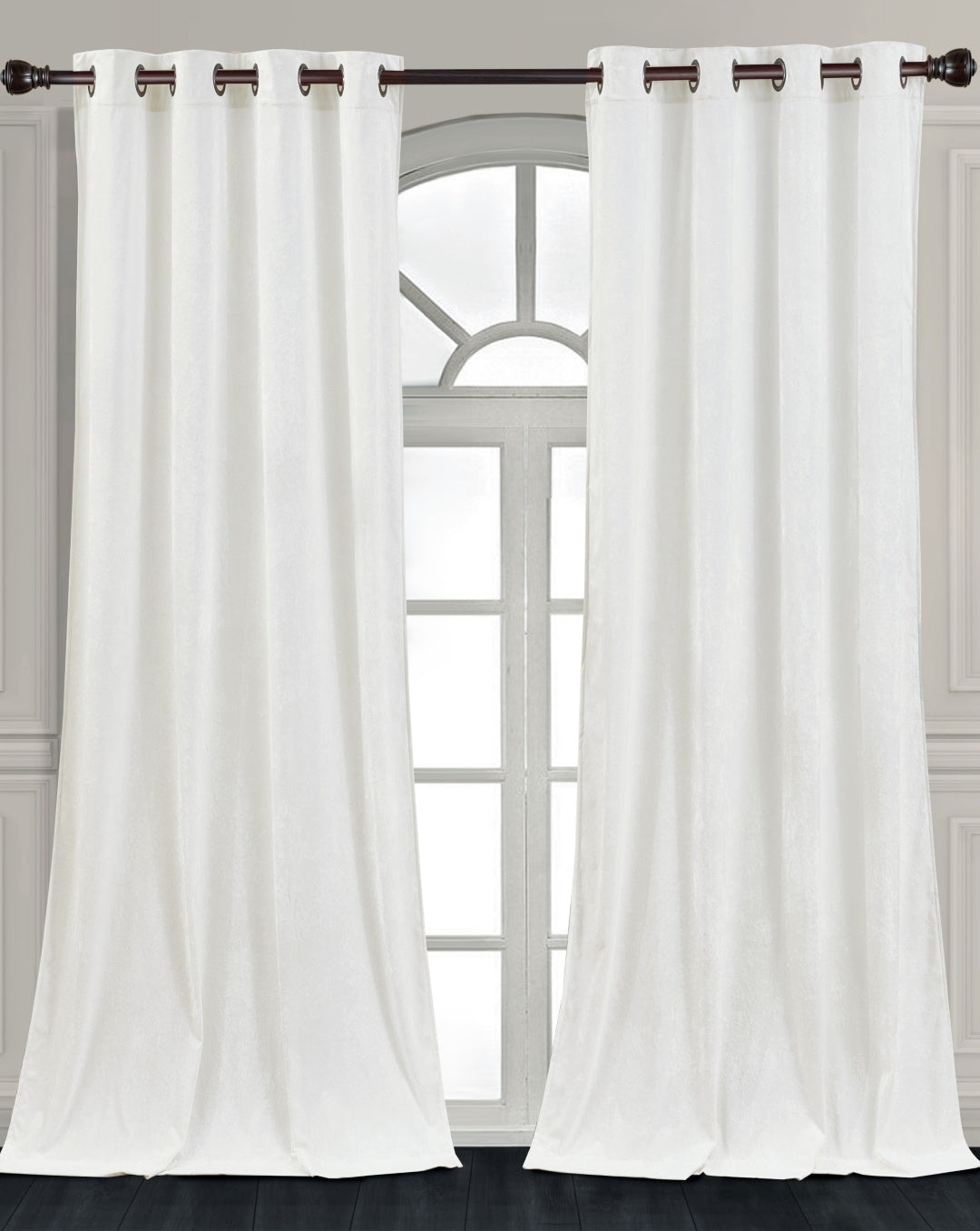 Luxury Distressed Crushed Velvet Curtains - 4-Piece Set (2 Panels + 2 Tiebacks), Grommet Top, Room Darkening | 10 Colors, 3 Sizes