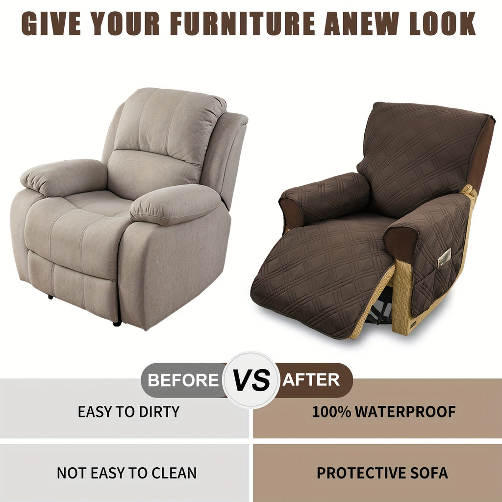 T-Cushion Armchair Cover Anti-Slip Double-Sided Design, Machine Washable Elastic Band Closure Chair Slipcover, Pet-Friendly All-Season Furniture Protector, Available in Small & Large – 8 Colors
