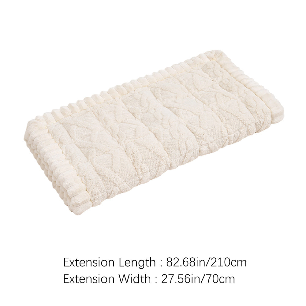 Super Thick Plaid Fleece Sofa Cover Mat Non-Slip Backing Pet-Friendly Machine Washable Warm Cozy Couch Blanket Cover for Living Room Bedroom Office 4 Sizes White Coffee Grey
