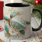 Sea Turtle Coffee Mug 11oz | Nautical Ocean Themed Ceramic Cup Gift for Ocean Lovers Birthdays Office Housewarming