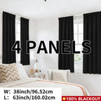 Blackout Curtains Rod Pocket 4-Panel Solid Color Lightweight Matte Drapes | 100% Light Blocking Window Curtains for Bedroom Living Room, 9 Colors 5 Sizes