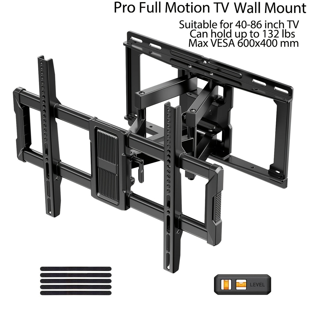Full Motion TV Wall Mount for 37–86 Inch TVs, Heavy Duty Articulating Bracket, Swivel & Tilt, VESA 600x400mm, Holds Up to 100 lbs