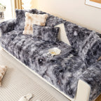 Faux Lamb Fluffy Sofa Cover Modern Gradient – Thick Plush Pet-Friendly Polyester Sofa Protector, Machine Washable 450-500g Fabric for Single, Double, Triple & Combination Sofas