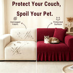 Seersucker Sofa Cover All-In-One Stretch Slipcover – Elastic Band Polyester Spandex Machine Washable Couch Protector for Armchair Loveseat 1 2 3 4 Seater Solid Color