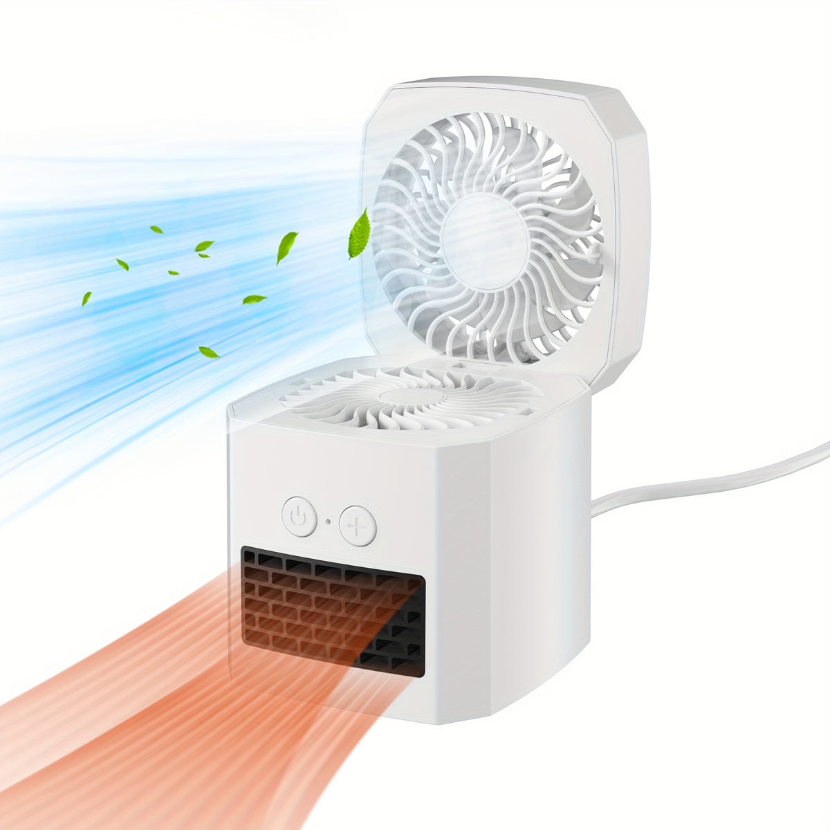 Portable Space Heater Fan Combo 2-in-1, 400W Mini Electric Heater with 3 Speed Settings, Silent Operation – Desktop Heater & Fan for Home, Office & Bedroom