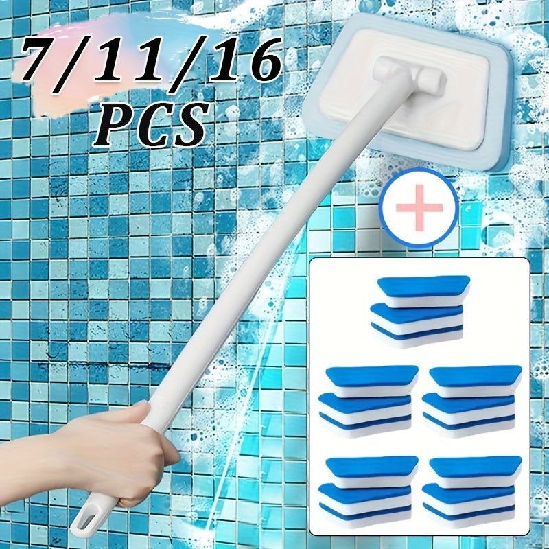 Detachable Bathroom Cleaning Brush Kit 7, 11 or 16pcs – Replaceable Heads for Shower, Bathtub, Wall Tile, Floor & Window Glass, Deep Decontamination Scrubber Set