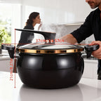 Non-Stick Soup Pot 8.45QT Large Capacity with Twist-Lock Handle Induction Gas Open Fire Universal Stew Pot for Home Restaurant Hotel Black