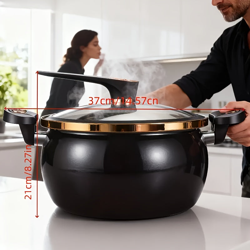 Non-Stick Soup Pot 8.45QT Large Capacity with Twist-Lock Handle Induction Gas Open Fire Universal Stew Pot for Home Restaurant Hotel Black