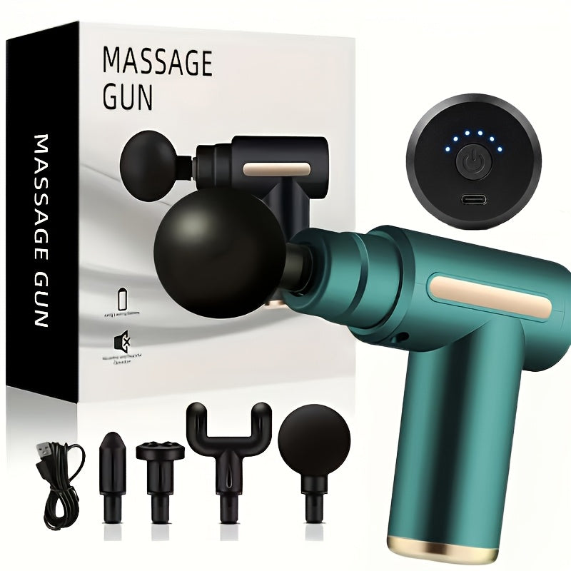 Digital LCD Display Fascia Gun – 6-Speed Silent Electric Percussion Massage Gun with 4 Interchangeable Heads, Long Battery Life, Portable for Sports Fitness Recovery, 4 Colors