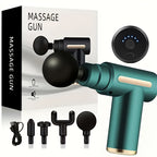 Digital LCD Display Fascia Gun – 6-Speed Silent Electric Percussion Massage Gun with 4 Interchangeable Heads, Long Battery Life, Portable for Sports Fitness Recovery, 4 Colors