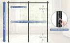 Room Divider Curtain No Drill Floor to Ceiling Tension Rod Adjustable Privacy Screen 4-10ft Height 29-146in Width Metal Frame Bedroom Office Renters Black
