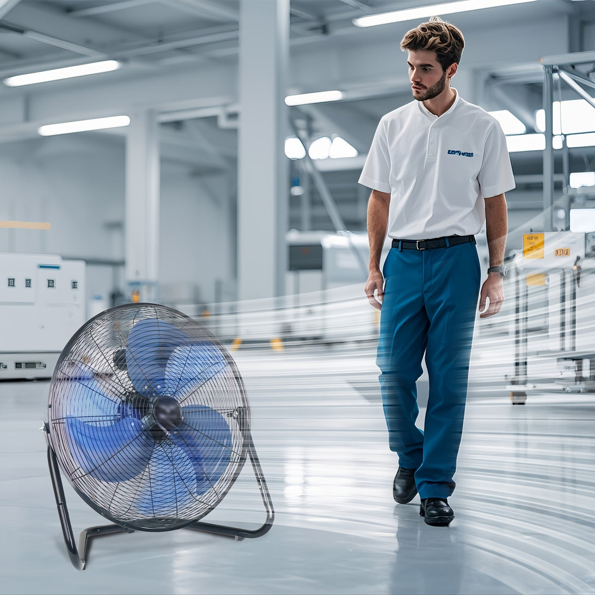 High-Velocity Industrial Floor Fan, 9" or 20", 3-Speed Metal Construction, for Garage, Workshop, Commercial & Home Use