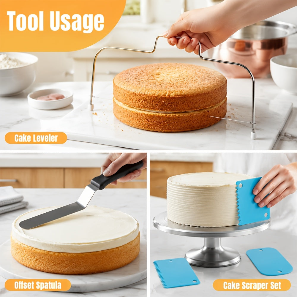 100 Piece Cake Decorating Kit Baking Set with Baking Pans Piping Tips & Decorating Tools - Complete Baking Supplies for Beginners & Cake Lovers