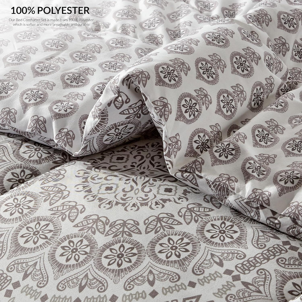5-Piece Comforter Set – Reversible Quilted Down Alternative Bedding Set with Pillow Shams, Bed Skirt & Cushion | All Season | Twin, Queen, King