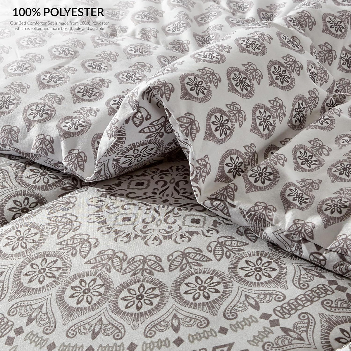 5-Piece Comforter Set – Reversible Quilted Down Alternative Bedding Set with Pillow Shams, Bed Skirt & Cushion | All Season | Twin, Queen, King