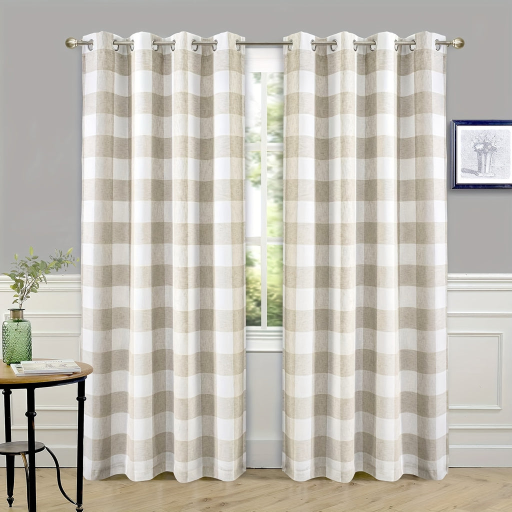 Buffalo Plaid Blackout Curtains Farmhouse Thermal Insulated Drapes | Room Darkening Window Panels for Bedroom Dining Room, 9 Colors 14 Sizes, Single or 2-Panel Set