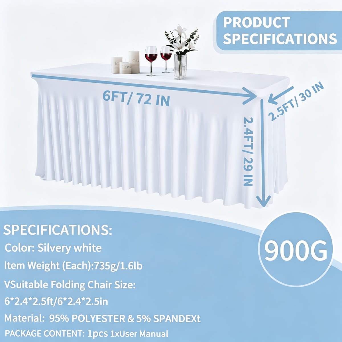 Rectangle Tablecloth with Skirt Wrinkle-Resistant Table Cover for Weddings Birthdays Graduations Black White Red 1 2 4 8 Pcs