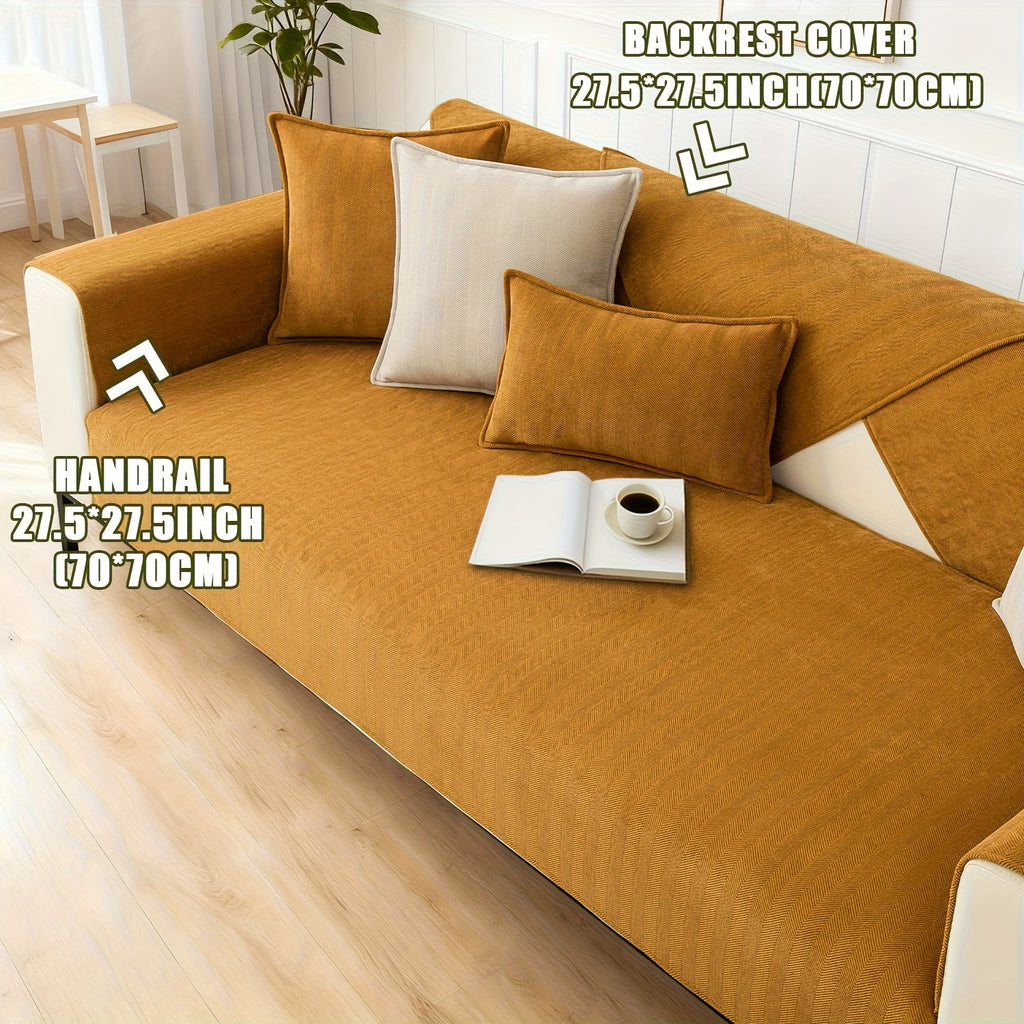 Chenille Ribbed Sofa Cover – Pet-Friendly Non-Slip Stretch Slipcover, Machine Washable Sofa Protector for 2, 3 & 4-Seater and Sectional Sofas, Modern Living Room Couch Cover