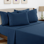 Brushed Microfiber Bed Sheet Set 6 Piece with Embroidered Pillowcases - Hotel Luxury Deep Pocket 16 Inch, Soft Breathable All Season, 24 Colors, Twin Twin XL Full Queen King Cal King