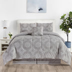 5-Piece Comforter Set – Reversible Quilted Down Alternative Bedding Set with Pillow Shams, Bed Skirt & Cushion | All Season | Twin, Queen, King
