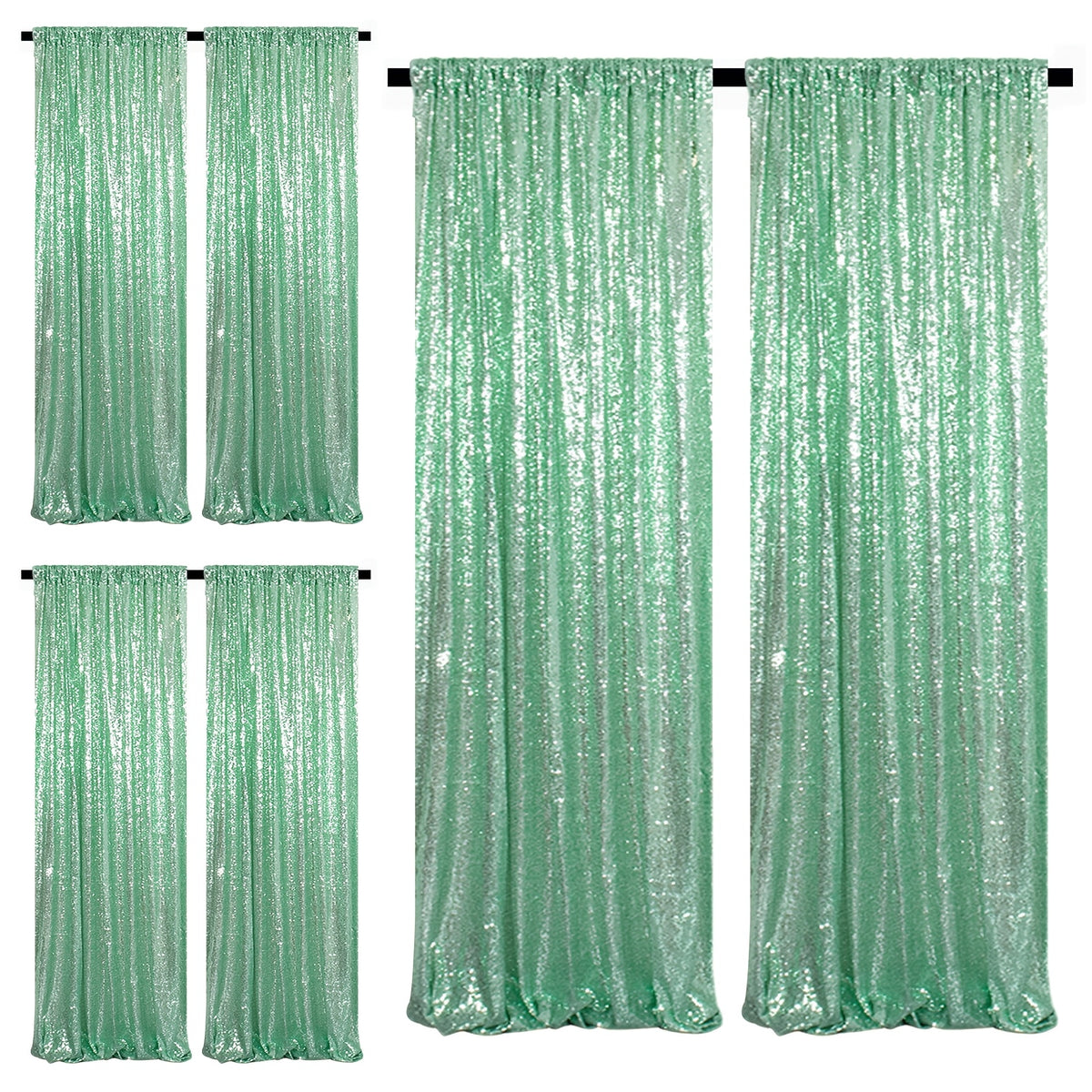 Sequin Curtains Backdrop 4 & 6 Panels 2x8FT - Shimmer Glitter Party Backdrop Curtain for Wedding Birthday Bachelorette Photo Booth, 25 Colors Reusable Event Decoration