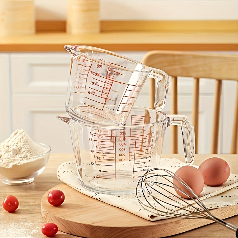 Glass Measuring Cup Set - Borosilicate Tempered Glass, 4-Piece or 9-Piece with 100ml Espresso Cups, Essential Kitchen Measuring Tools