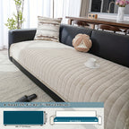 Bohemian Soft Flannel Sofa Cushion Cover – Non-Slip Machine Washable Couch Cushion Cover for 2/3/4-Seater Sofas, Plush Solid Color Living Room Bedroom Office Home Decor