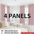 Blackout Curtains Rod Pocket 4-Panel Solid Color Lightweight Matte Drapes | 100% Light Blocking Window Curtains for Bedroom Living Room, 9 Colors 5 Sizes