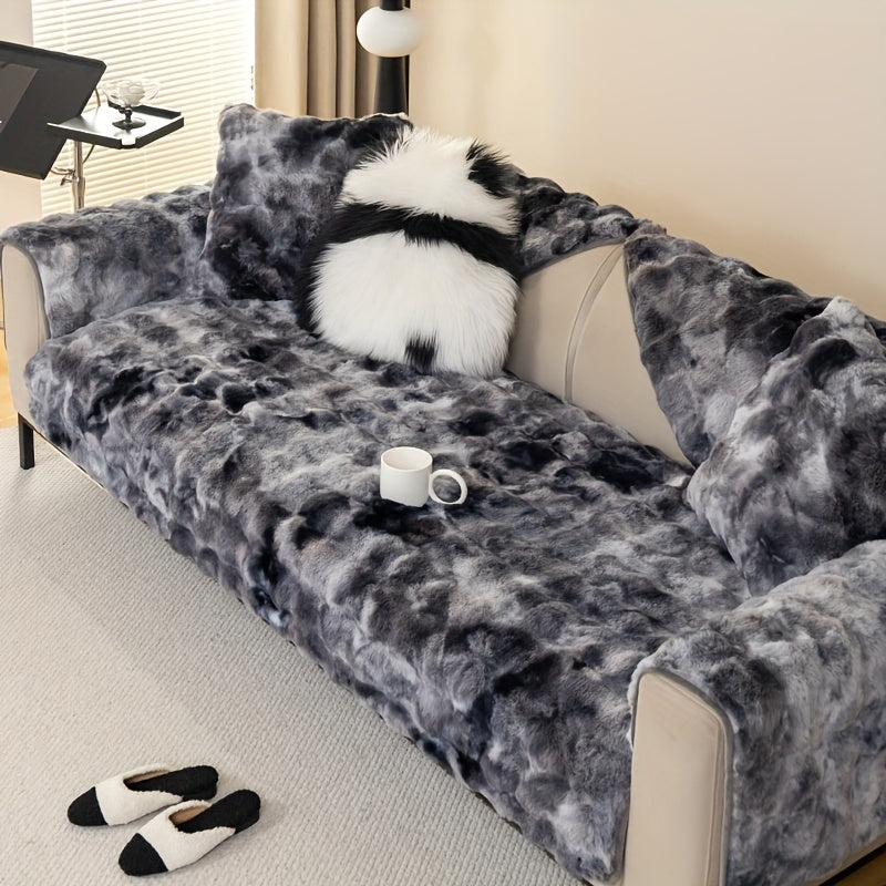 Plush Gradient Velvet Sofa Cover 450-500gsm Super Soft Warm Winter Pet Friendly Non-Slip Machine Washable Modern Style 1 2 3 4 Seater Living Room Couch Protector