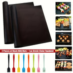 Oven Liners for Bottom of Oven 2pcs + Oil Brush - BPA Free Thick Non-Stick Oven Mats for Electric, Gas, Toaster, Convection & Microwave Ovens, Grills & BBQ