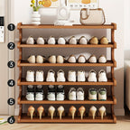Bamboo Shoe Rack 3, 5 or 6-Tier Wide Wood Grain Finish – Freestanding Shoe Storage Shelf Holds 6 to 24 Pairs, Easy Assembly for Entryway, Hallway, Bedroom, Living Room & Garage