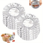 Aluminum Foil Bowl Covers 120pc Heavy Duty Heat Resistant Microwave Safe Protective Covers for Tableware Home Catering Office Dining
