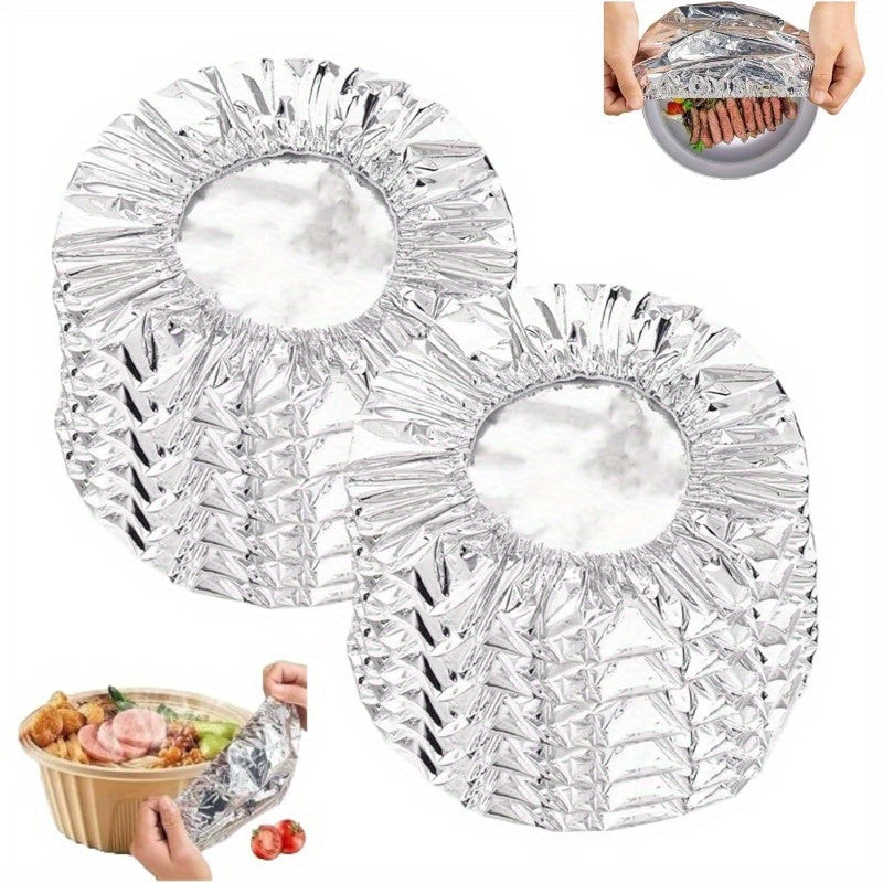 Aluminum Foil Bowl Covers 120pc Heavy Duty Heat Resistant Microwave Safe Protective Covers for Tableware Home Catering Office Dining