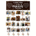 Wooden Hanging Photo Frame "I Love You to the Moon and Back" with 20 Clips, 6 Hemp Ropes & 5 Heart Tags – Romantic Wall Decor Picture Holder Gift for Couples, Anniversary, Wedding, Valentine’s Day & Christmas