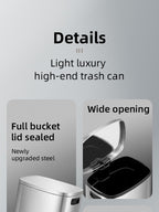 13-Gallon Stainless Steel Trash Can with Soft-Close Lid & Foot Pedal, Fingerprint-Resistant Kitchen Garbage Can with Removable Inner Bucket, Odor-Proof Touchless Waste Bin for Kitchen Bedroom Office – 2 Colors