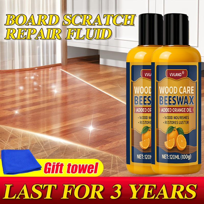Wood Beeswax Polish Scratch Remover 2 Pack Nourishes Restores Wood Surfaces Floors Furniture Cabinets Cutting Boards Wood Care Wax with Towel