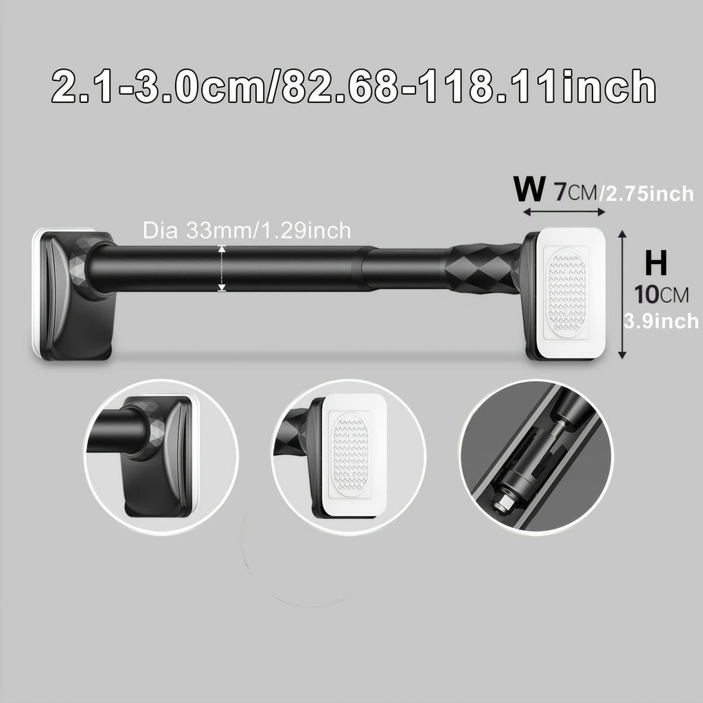 No Drill Telescopic Curtain Rod Adjustable 15.75-196.85in 33mm Extendable Shower Curtain Rod for Large Windows Anti-Slip No Screws