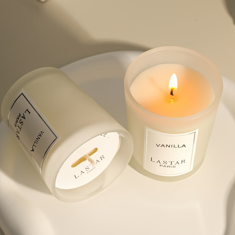 Vanilla Scented Candle Soy Wax Elegant Round Jar with Glitter Accents 70g Long-Burning Home Hotel Wedding Decor Gift for Christmas Valentine's Day Mother's Day