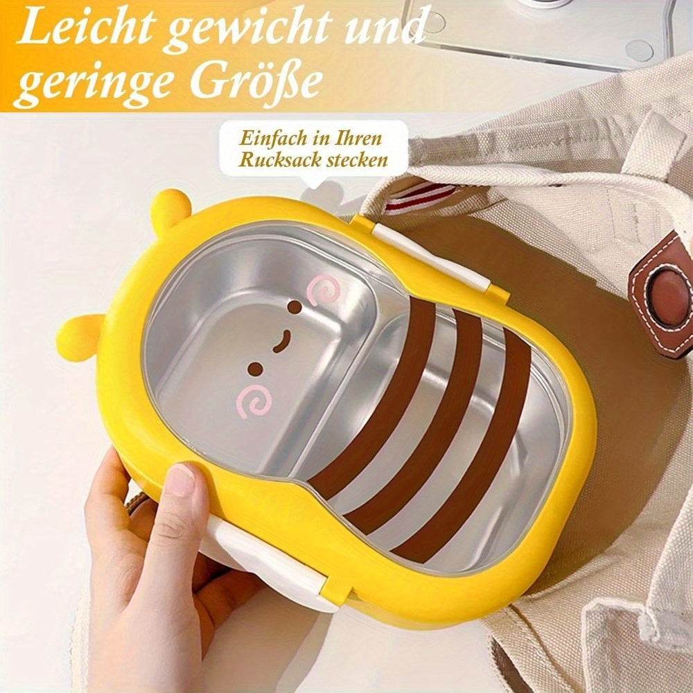Bee Stainless Steel Bento Box 2 Compartment Lunch Box Microwave Safe Lightweight Portable for Kids Adults Picnic Commute Back to School Gift