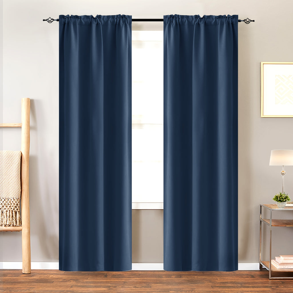 Room Darkening Curtains 2 Panels Triple Weave for Bedroom & Living Room – Thermal Insulated, Noise Reducing, Rod Pocket Solid Color Drapes