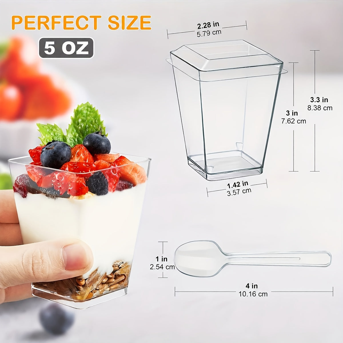 5oz Plastic Dessert Cups with Lids and Spoons 20 or 50 Pack Mini Pudding Cups for Parties Picnics Camping Family Gatherings