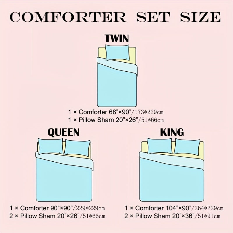 Reversible Floral Comforter Set 2/3 Piece – Dual-Sided Pattern & Color, Lightweight All-Season Quilt with Pillowcases, Soft Bedding Set Twin Queen King