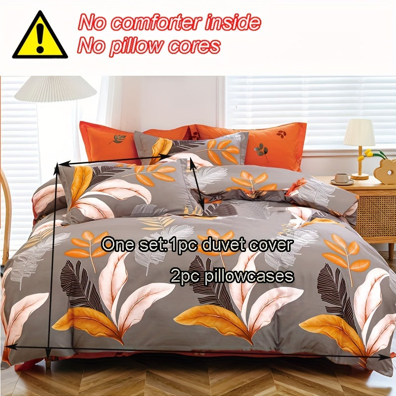 Floral Print Duvet Cover Set 3 Piece – Microfiber Flower & Plant Print Soft Breathable Bedding, 1 Duvet Cover + 2 Pillowcases, No Insert, Twin Full Queen King, Bedroom & Guest Room Decor